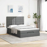 Ottoman Bed with Mattress & LEDs Dark Grey Queen Fabric - Top-Down View