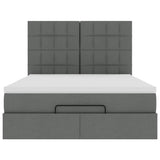 Ottoman Bed with Mattress & LEDs Dark Grey Queen Fabric - Low Angle