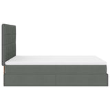 Ottoman Bed with Mattress & LEDs Dark Grey Queen Fabric - Extra Image