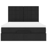 Ottoman Bed with Mattress & LEDs Black Queen Fabric - Low Angle