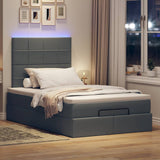 Ottoman Bed with Mattress & LEDs Dark Grey King Single Fabric - Side View