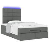 Ottoman Bed with Mattress & LEDs Dark Grey King Single Fabric - Rear View