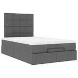 Ottoman Bed with Mattress & LEDs Dark Grey King Single Fabric - Close-Up Angle