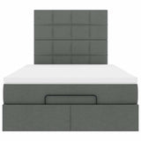 Ottoman Bed with Mattress & LEDs Dark Grey King Single Fabric - Low Angle