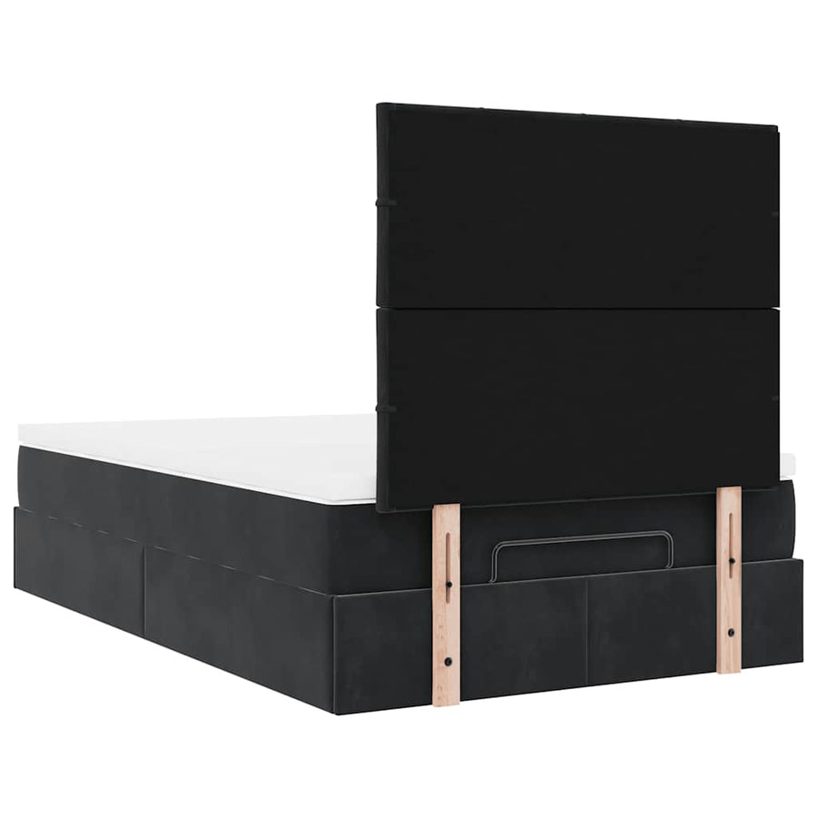 Ottoman Bed with Mattress & LEDs Black King Single Fabric