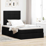 Ottoman Bed with Mattress & LEDs Black King Single Fabric - Top-Down View