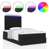 Ottoman Bed with Mattress & LEDs Black King Single Fabric - 45-Degree Angle