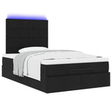 Ottoman Bed with Mattress & LEDs Black King Single Fabric - Rear View