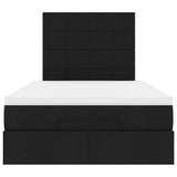Ottoman Bed with Mattress & LEDs Black King Single Fabric