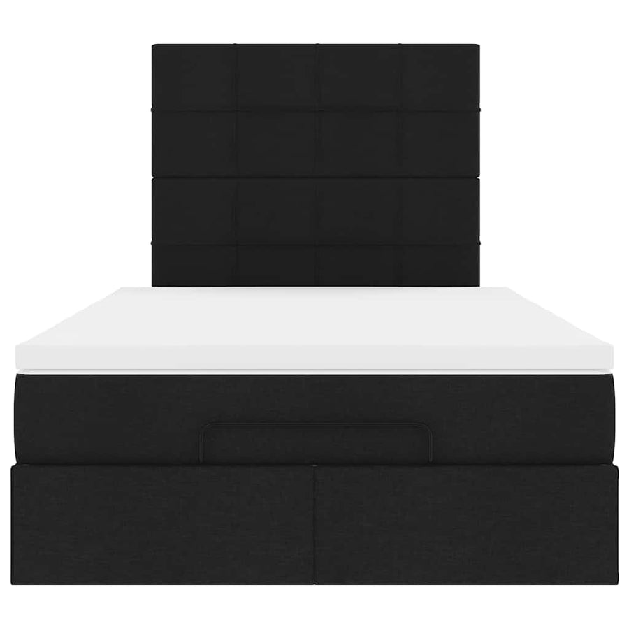 Ottoman Bed with Mattress & LEDs Black King Single Fabric