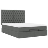 Ottoman Bed with Mattress & LEDs Dark Grey Double Fabric - Close-Up Angle