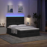 Ottoman Bed with Mattress & LEDs Black Double Fabric - Side View