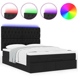 Ottoman Bed with Mattress & LEDs Black Double Fabric - 45-Degree Angle