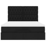 Ottoman Bed with Mattress & LEDs Black Double Fabric - Low Angle