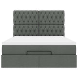 Ottoman Bed with Mattress & LEDs Dark Grey Queen Fabric
