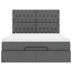 Ottoman Bed with Mattress & LEDs Dark Grey Queen Fabric