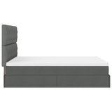 Ottoman Bed with Mattress & LEDs Dark Grey Queen Fabric - Extra Image