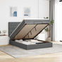 Ottoman Bed with Mattress & LEDs Dark Grey Queen Fabric