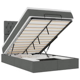 Ottoman Bed with Mattress & LEDs Dark Grey King Single Fabric - Front View