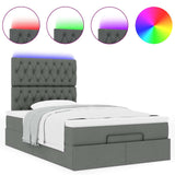 Ottoman Bed with Mattress & LEDs Dark Grey King Single Fabric - 45-Degree Angle