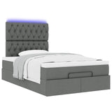 Ottoman Bed with Mattress & LEDs Dark Grey King Single Fabric