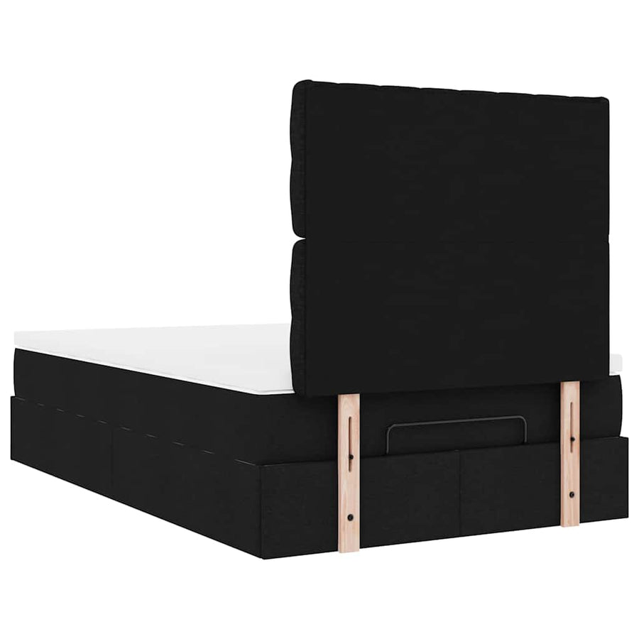 Ottoman Bed with Mattress & LEDs Black King Single Fabric