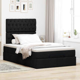 Ottoman Bed with Mattress & LEDs Black King Single Fabric - Top-Down View