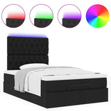 Ottoman Bed with Mattress & LEDs Black King Single Fabric - 45-Degree Angle
