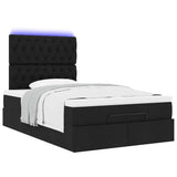 Ottoman Bed with Mattress & LEDs Black King Single Fabric - Rear View