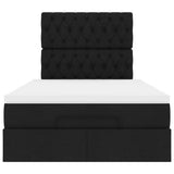 Ottoman Bed with Mattress & LEDs Black King Single Fabric