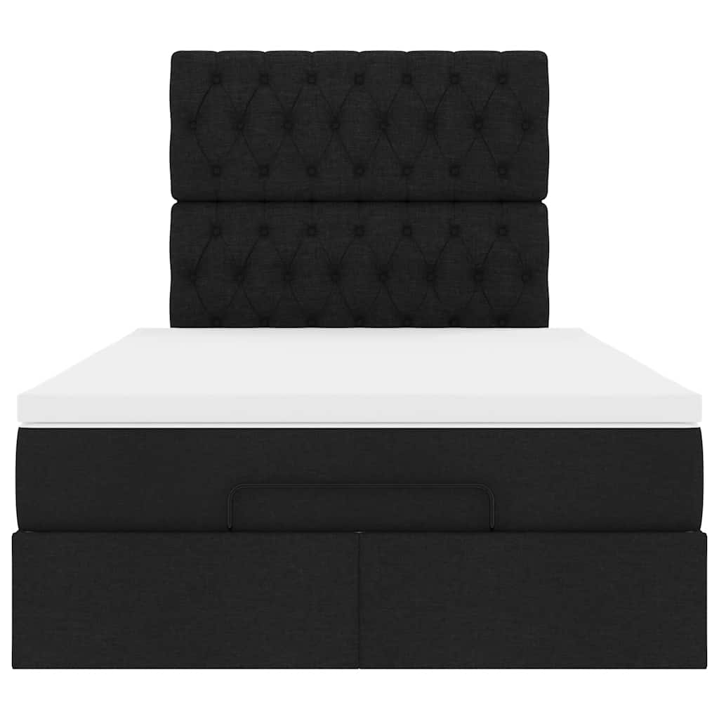 Ottoman Bed with Mattress & LEDs Black King Single Fabric