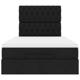 Ottoman Bed with Mattress & LEDs Black King Single Fabric - Extra Image
