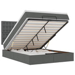 Ottoman Bed with Mattress & LEDs Dark Grey Double Fabric