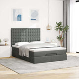 Ottoman Bed with Mattress & LEDs Dark Grey Double Fabric - Top-Down View