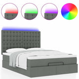 Ottoman Bed with Mattress & LEDs Dark Grey Double Fabric - 45-Degree Angle