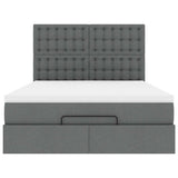 Ottoman Bed with Mattress & LEDs Dark Grey Double Fabric