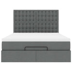 Ottoman Bed with Mattress & LEDs Dark Grey Double Fabric