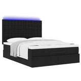 Ottoman Bed with Mattress & LEDs Black Double Fabric - Rear View