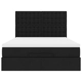 Ottoman Bed with Mattress & LEDs Black Double Fabric - Low Angle