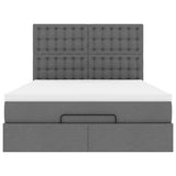 Ottoman Bed with Mattress & LEDs Dark Grey Queen Fabric