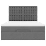 Ottoman Bed with Mattress & LEDs Dark Grey Queen Fabric - Low Angle