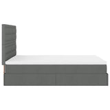 Ottoman Bed with Mattress & LEDs Dark Grey Queen Fabric - Extra Image