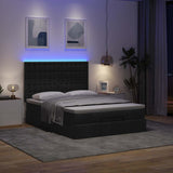 Ottoman Bed with Mattress & LEDs Black Queen Fabric - Side View