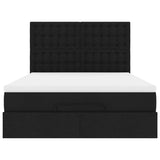 Ottoman Bed with Mattress & LEDs Black Queen Fabric