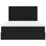Ottoman Bed with Mattress & LEDs Black Queen Fabric - Low Angle