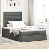 Ottoman Bed with Mattress & LEDs Dark Grey King Single Fabric - Top-Down View