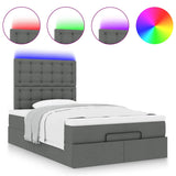 Ottoman Bed with Mattress & LEDs Dark Grey King Single Fabric - 45-Degree Angle
