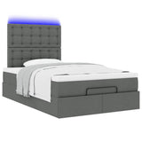 Ottoman Bed with Mattress & LEDs Dark Grey King Single Fabric - Rear View