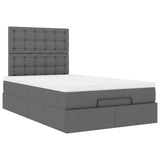 Ottoman Bed with Mattress & LEDs Dark Grey King Single Fabric - Close-Up Angle