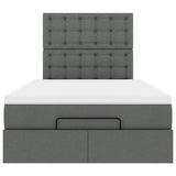Ottoman Bed with Mattress & LEDs Dark Grey King Single Fabric